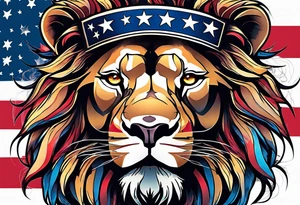 Lion American flag tattoo idea
