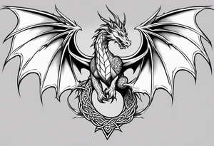 Celtic dragon flying downward tattoo idea