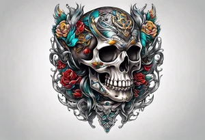 Tattoo in the neck of a skull freeing itself from human censorship. tattoo idea
