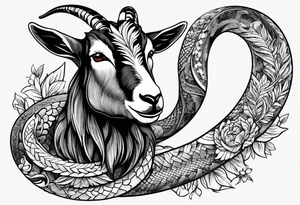 Image of a goat combined with a Snake. Snake tattoo idea