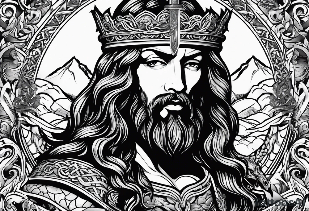 Almighty Jesus' sword cutting off the serpent head off tattoo idea