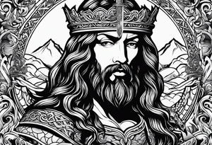 Almighty Jesus' sword cutting off the serpent head off tattoo idea