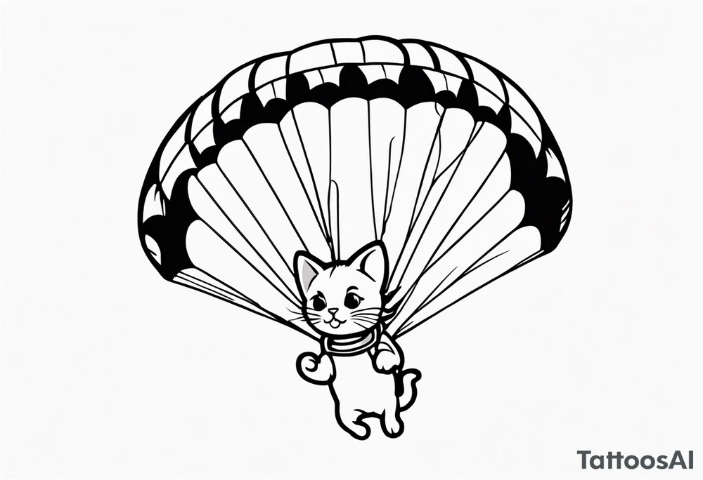 a cat parachuting after skydiving tattoo idea