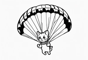 a cat parachuting after skydiving tattoo idea