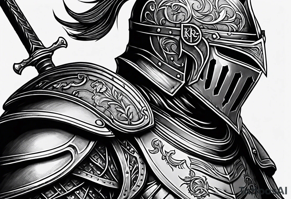 knight with heavy armor with initials RJL on chest tattoo idea knight with heavy armor with initials RJL on chest tattoo idea