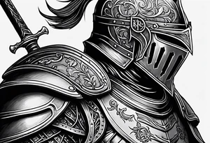 knight with heavy armor with initials RJL on chest tattoo idea