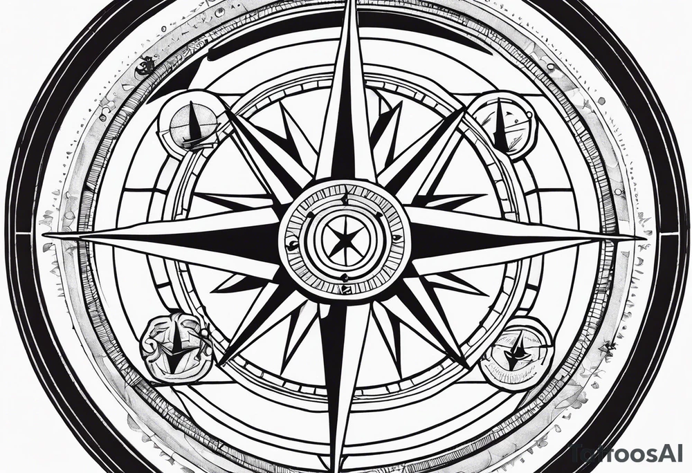 I want a compass combine with Mugiwara Luffy tattoo idea