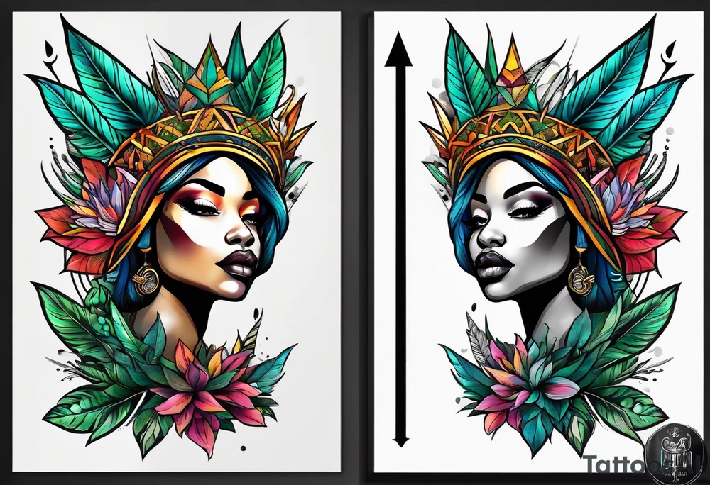 Black Goddess of sativa tattoo idea