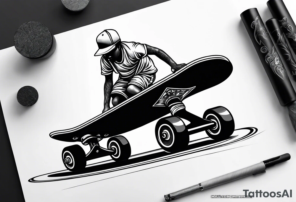 Black person skateboarding tattoo idea