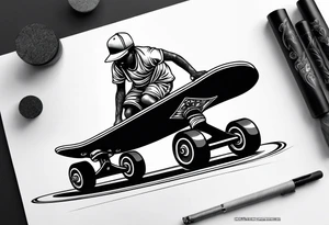 Black person skateboarding tattoo idea