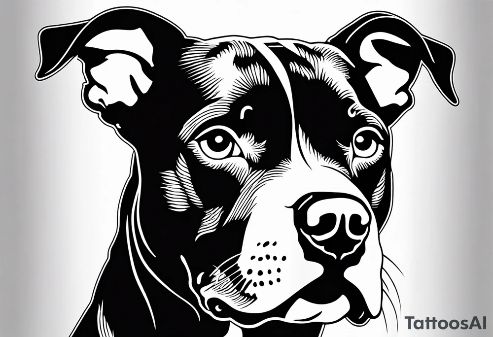 white pitbull pointed ears, paw tattoo idea