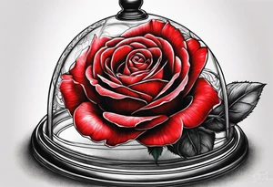 a red rose under a glass dome tattoo idea