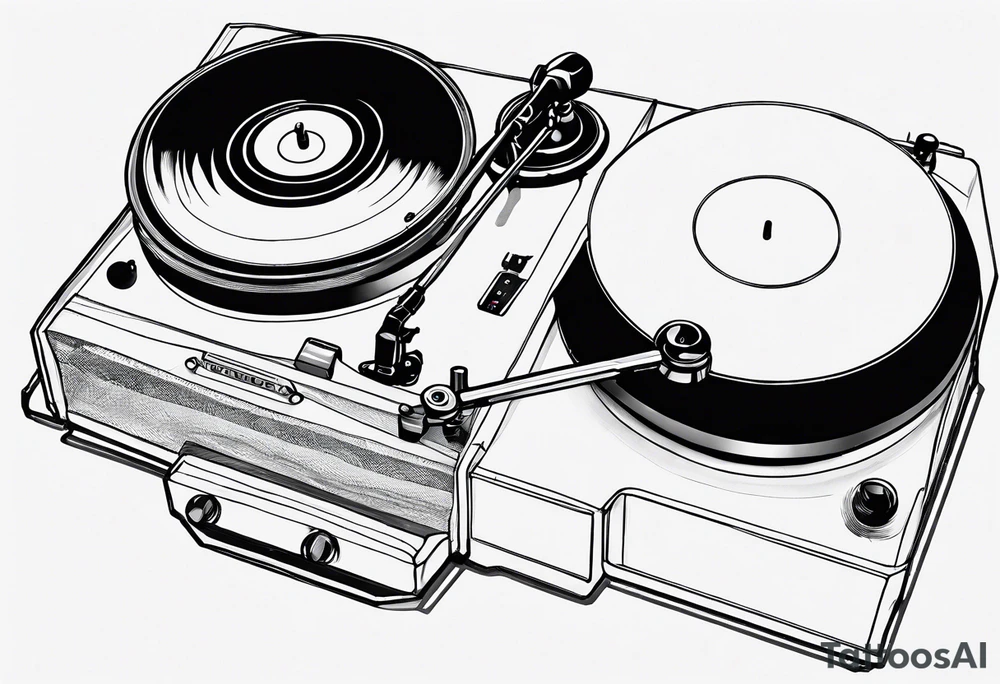 A recordplayer in fineline very minimalistic one line tattoo idea