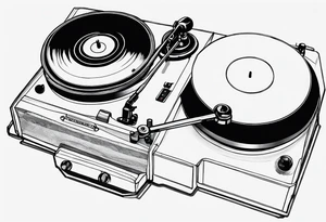 A recordplayer in fineline very minimalistic one line tattoo idea