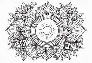 sunshine
old school vintage simple traditional design with vintage flowers surrounding
bold color simple tattoo idea