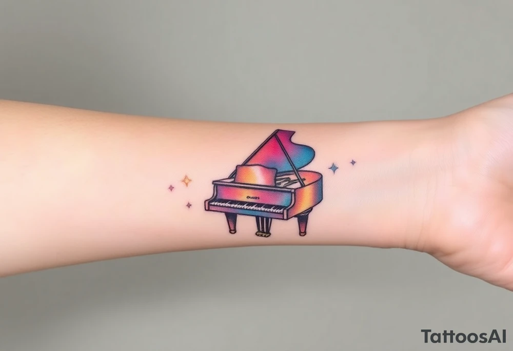 grand piano under stars tattoo idea