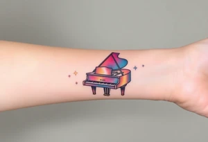 grand piano under stars tattoo idea
