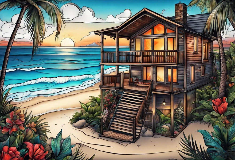 Beach house tattoo idea