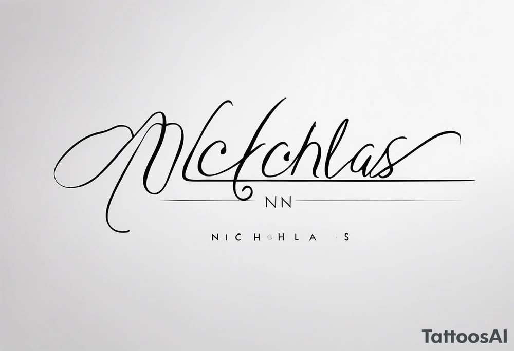 Nicholas written in cursive on spine tattoo idea