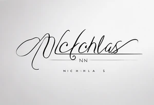 Nicholas written in cursive on spine tattoo idea