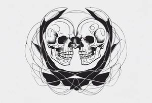 Two sankes intertwined going oposite ways and one being a white skeleton tattoo idea