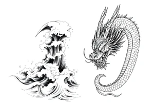 The ocean for the left side. The dragon with sumie style for the right side. That dragon goes up tattoo idea