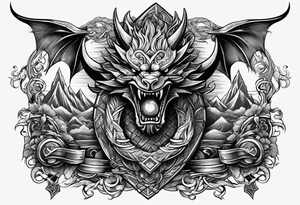 Valhalla sword shield dragon axe viking 
ship tattoo idea