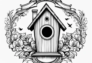 Outline of a birdhouse tattoo idea