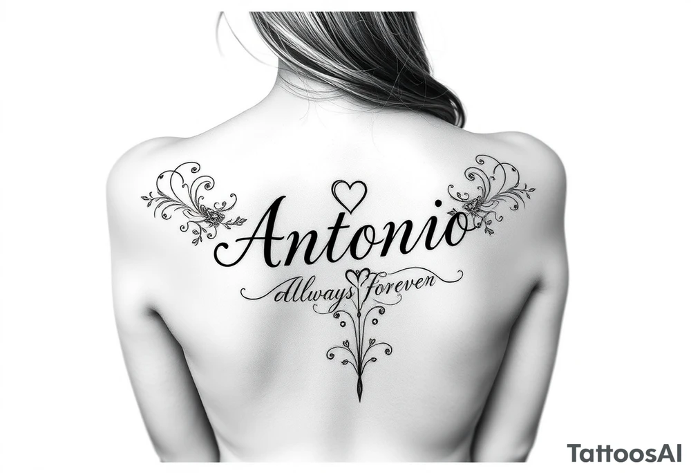Make me a tattoo design with my husbands name Antonio that shows my love is always and forever tattoo idea
