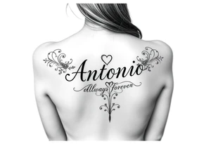 Make me a tattoo design with my husbands name Antonio that shows my love is always and forever tattoo idea