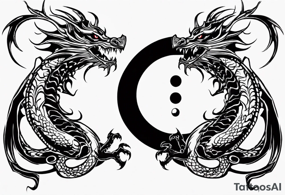two dragons meeting to create yin yang tattoo idea