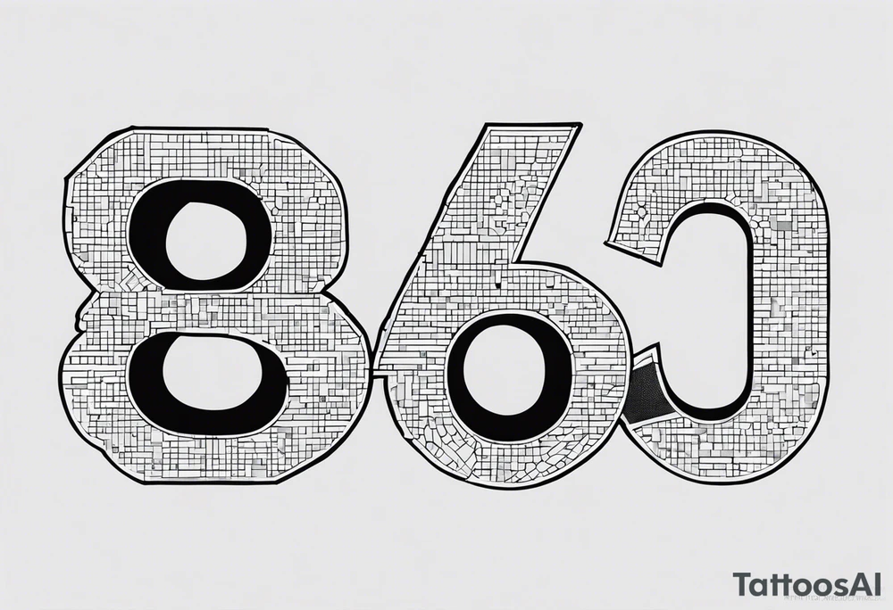 The numbers 856 in blocky numbers above my knee tattoo idea