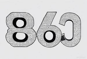 The numbers 856 in blocky numbers above my knee tattoo idea