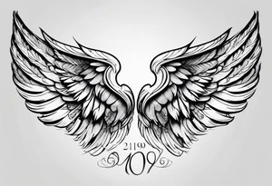 Angel wings with the numbers of 999 tattoo idea