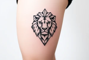 Lion with diamond geometric shapes and tattoo idea