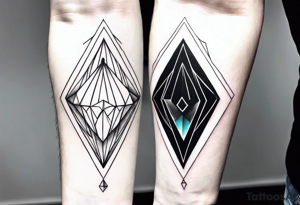 Sleeve on the forearm with a diamond in the middle tattoo idea
