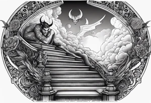 Devil laying on the stairway to heaven tattoo idea