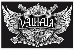 Valhalla sword shield banner tattoo idea
