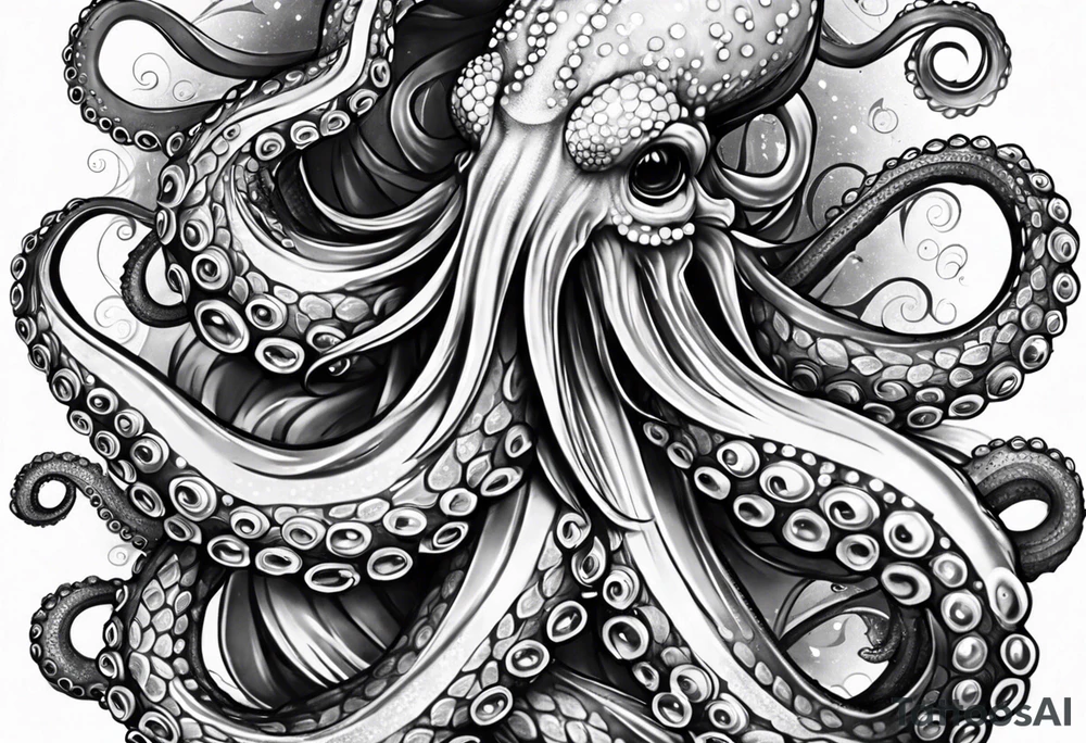 Octopus around lower leg tattoo idea
