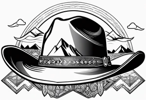 cowboy hat with mountains in it tattoo idea
