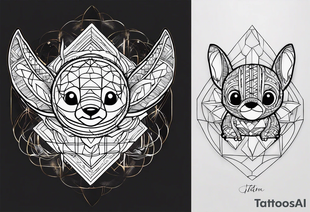 Stitch minimalistisch tattoo idea