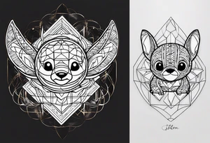 Stitch minimalistisch tattoo idea
