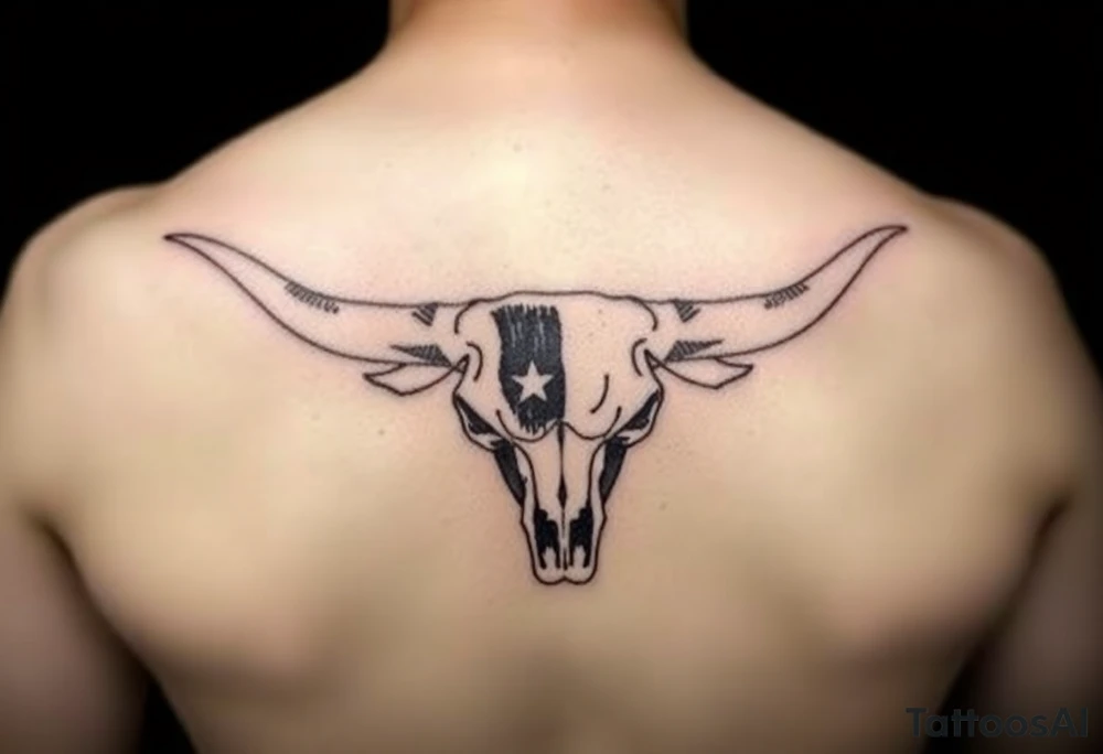 Longhorn skull with Texas flag tattoo idea
