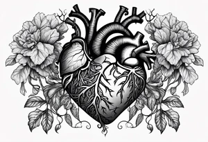 Manly Human heart intertwined with cabbage leaved tattoo idea