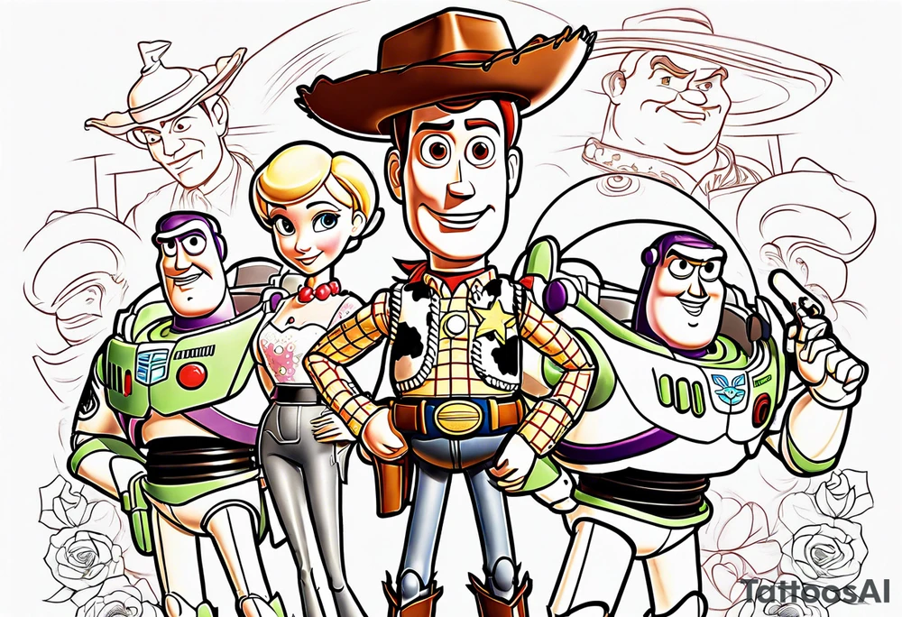 toy story portrait characters tattoo idea