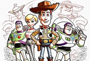 toy story portrait characters tattoo idea