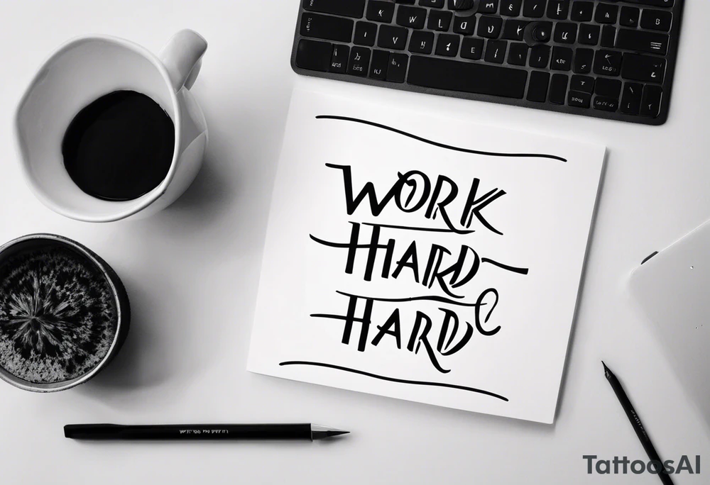 I want a tattoo with the words "work hard" and "play hard". tattoo idea