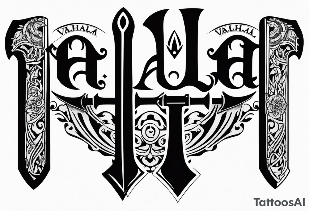 Valhalla sword axe tattoo idea