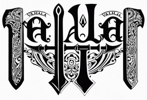 Valhalla sword axe tattoo idea