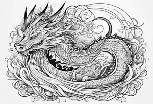 Geometric aquatic dragon cute tattoo idea